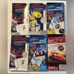 Transformers and Guardians of the Galaxy Valentine‎ Set of 6 stickers